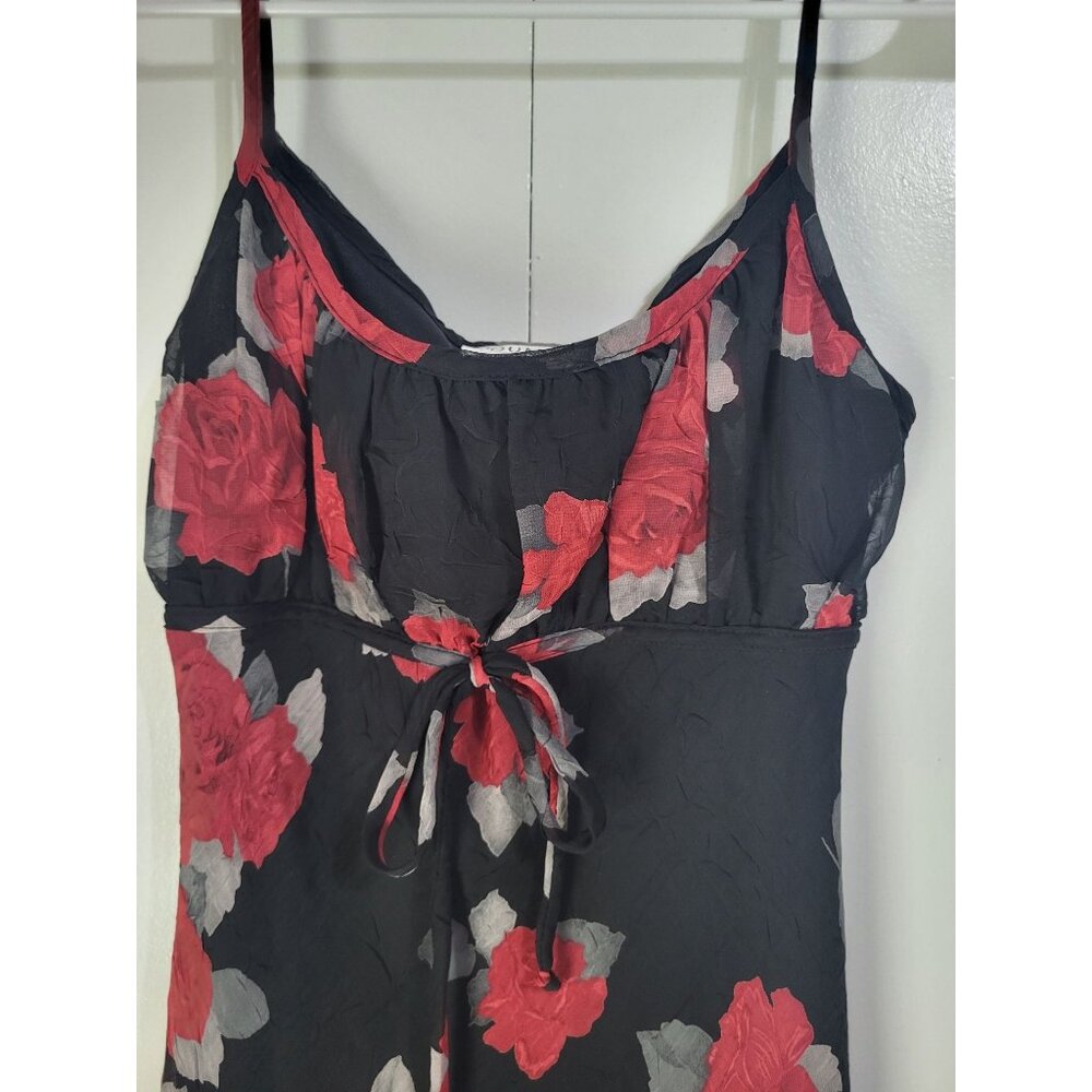 VTG Y2k 90s Red Roses Black Whimsigoth Fairy Coquette Dress Younique Empire SZ M - Picture 3 of 10